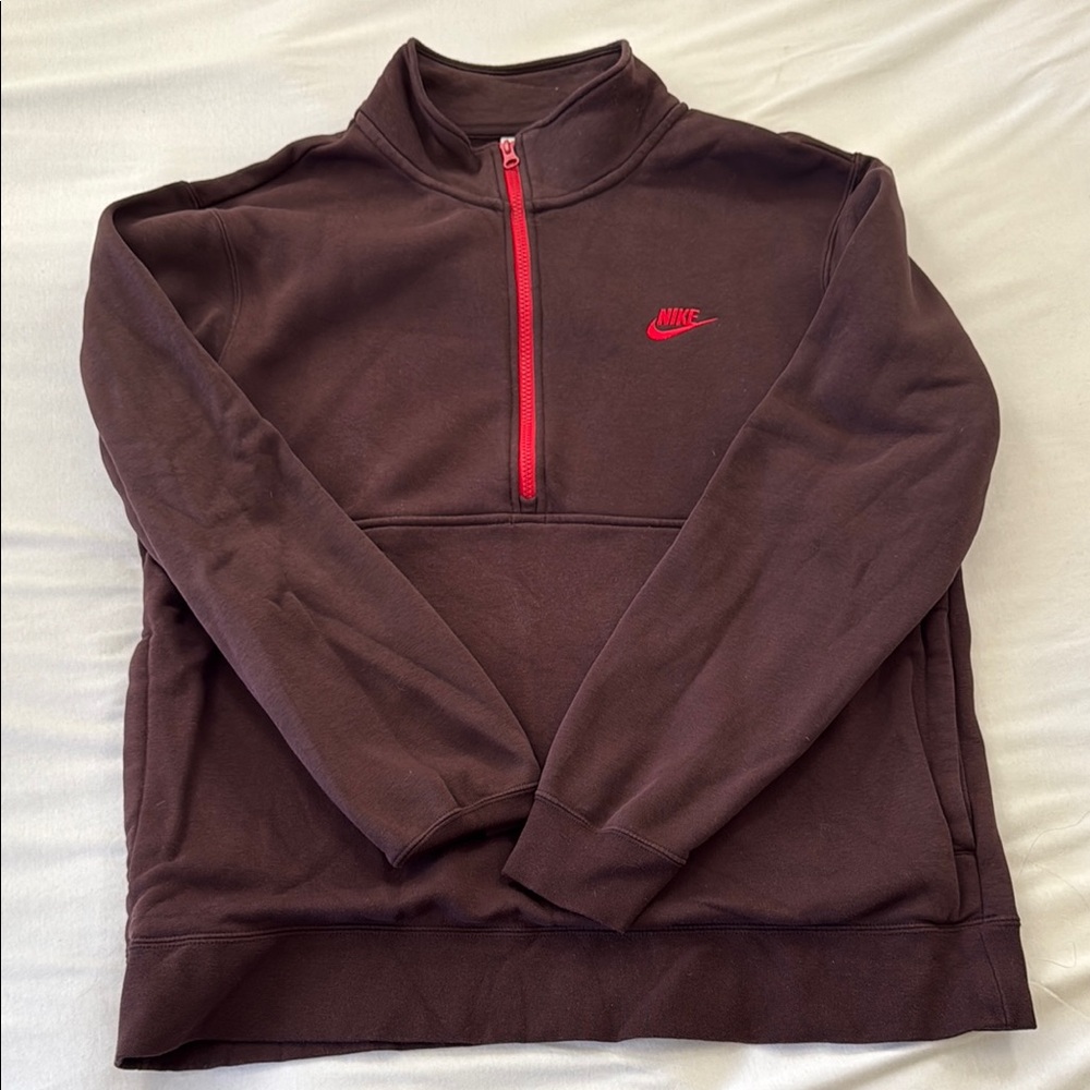 Nike Chocolate Brown Pullover with Crimson Details